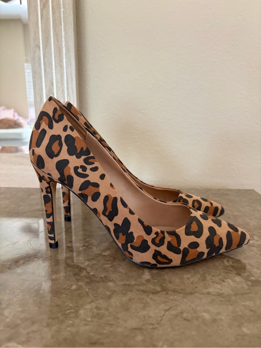 Vintage Y2K Suede Leopard Print Stiletto Pumps Heels